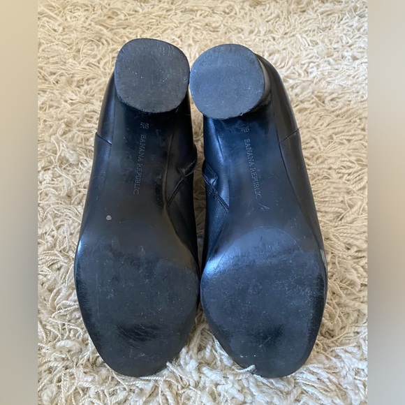 Banana Republic Ankle Boots Womens Black Leather Round Block Heel Retro, 9.5 - Picture 12 of 13